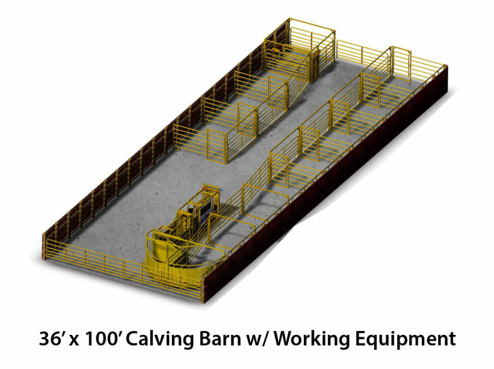 ProTec Calving Barn 36x100 interior with working equipment